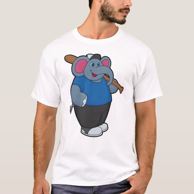 T-shirt Elephant au baseball avec batte de baseball (Devant)