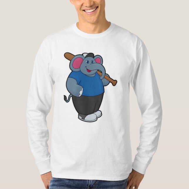 T-shirt Elephant au baseball avec batte de baseball (Devant)