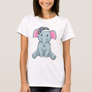 T-shirt Eléphant au coucher avec casquette de nuit