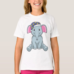 T-shirt Eléphant au coucher avec casquette de nuit