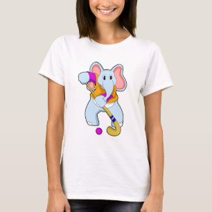 T-shirt Elephant au hockey avec chauve-souris de hockey