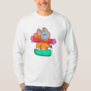 T-shirt Elephant au snowboard avec snowboard