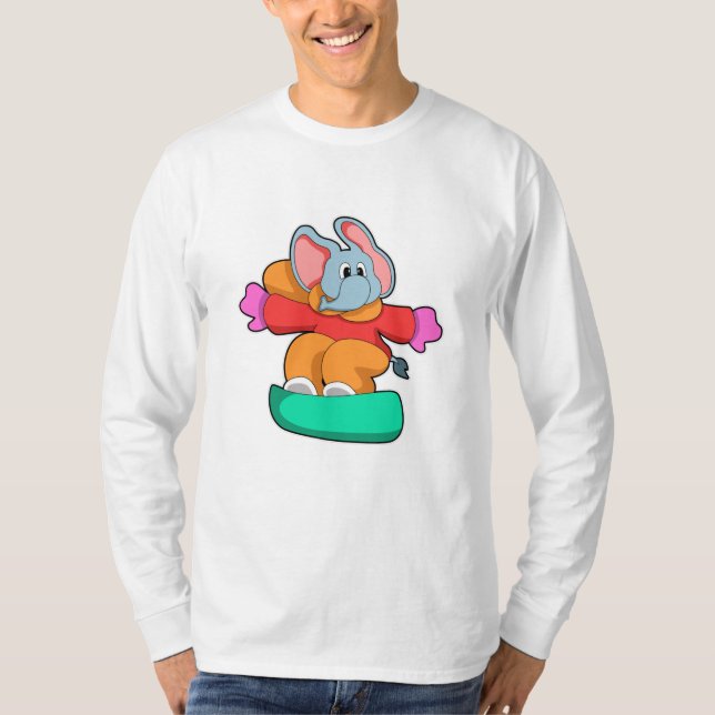 T-shirt Elephant au snowboard avec snowboard (Devant)