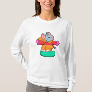 T-shirt Elephant au snowboard avec snowboard