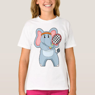 T-shirt Elephant au Tennis avec raquette de tennis