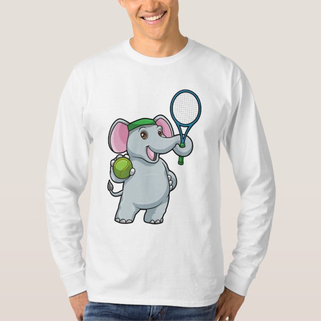 T-shirt Elephant au Tennis avec raquette de tennis (Devant)