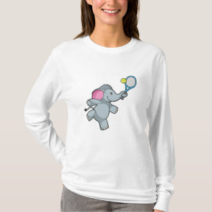 T-shirt Elephant au Tennis avec raquette de tennis