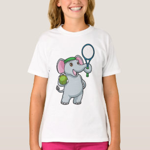 T-shirt Elephant au Tennis avec raquette de tennis