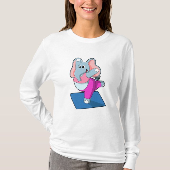 T-shirt Eléphant au Yoga Exercices d'étirement à debout (Devant)