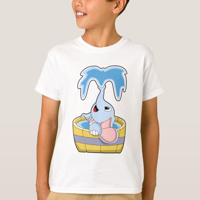T-shirt Eléphant avec baignoire remplie d'eau (Devant)