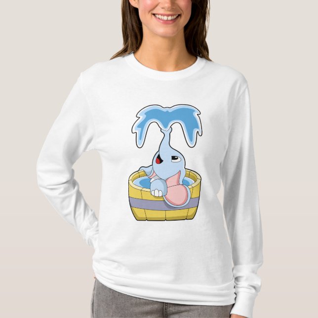 T-shirt Eléphant avec baignoire remplie d'eau (Devant)