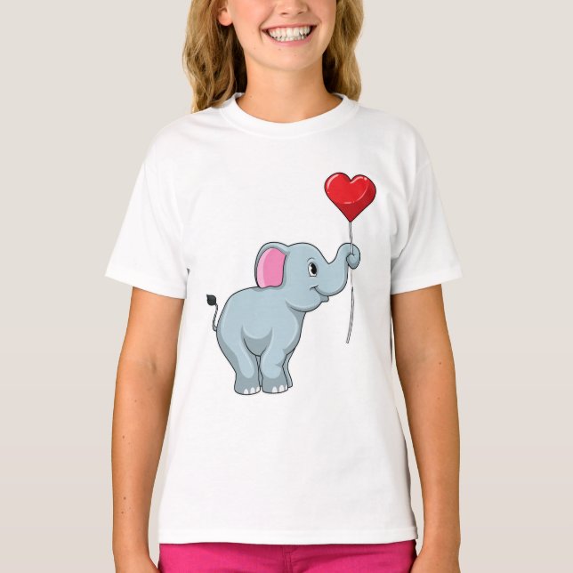 T-shirt Eléphant avec ballon cardiaque (Devant)