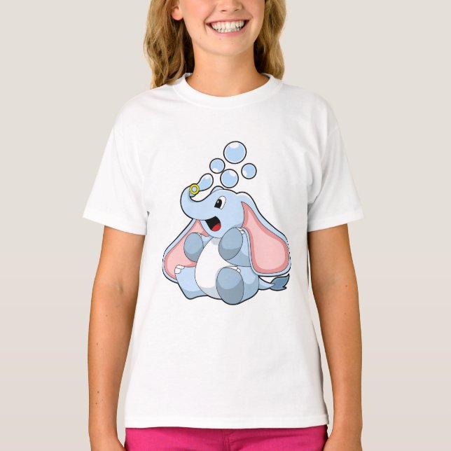 T-shirt Eléphant avec bulles d'eau (Devant)