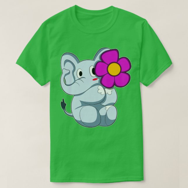 T-shirt Eléphant avec Fleur 3 (Design devant)