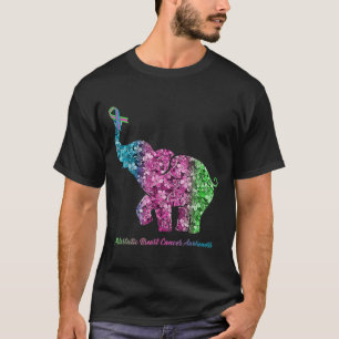 T-shirt Elephant Avec Fleur Métastatique Cancer du Sein Aw