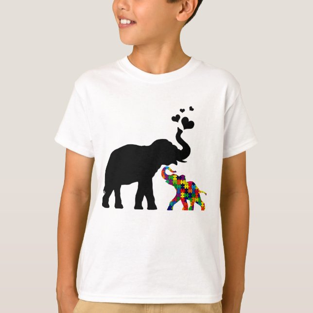 T-shirt Éléphant avec la chemise d'autisme de bébé (Devant)