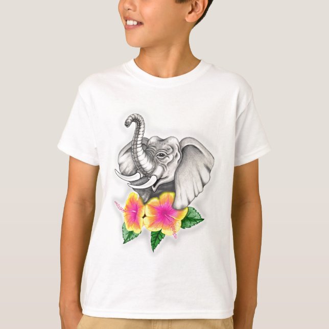 T-shirt Éléphant avec la conception de ketmie (Devant)