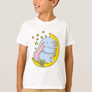T-shirt Eléphant avec lune et étoiles