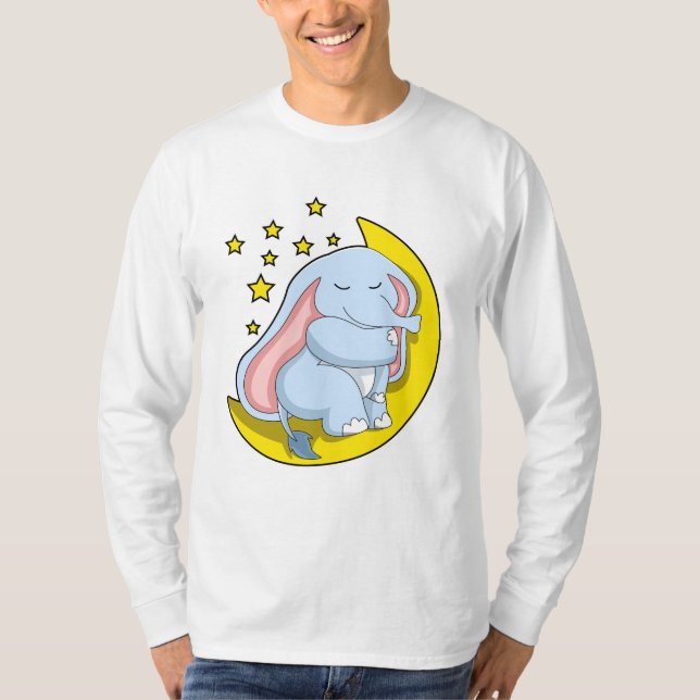 T-shirt Eléphant avec lune et étoiles (Devant)