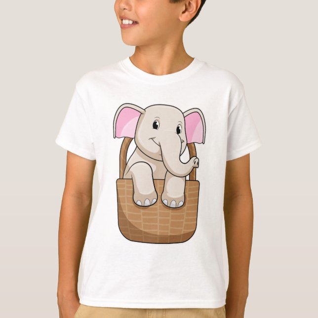 T-shirt Eléphant avec panier (Devant)