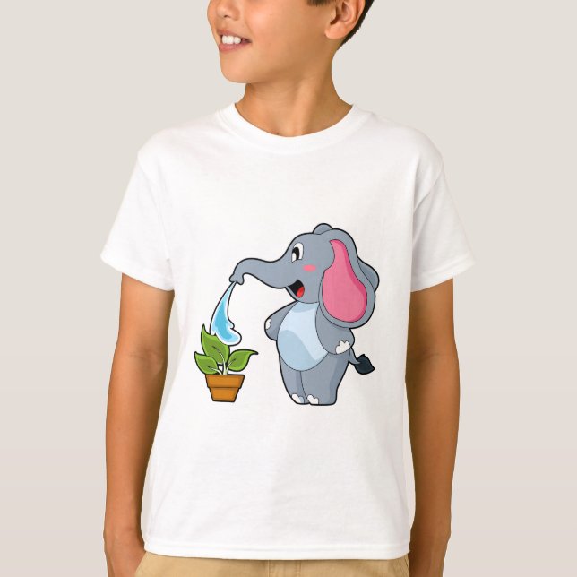 T-shirt Eléphant avec Plante (Devant)
