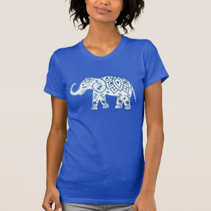 T-shirt Eléphant bleu à motif orné