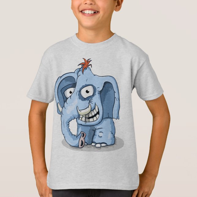 T-shirt Éléphant bleu joyeux (Devant)