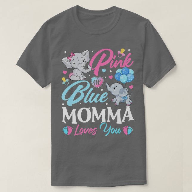 T-shirt Elephant bleu rose maman vous aime Grossesse Revea (Design devant)