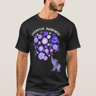 T-shirt Elephant Blowing Up Purple Balloons Overdose Aware