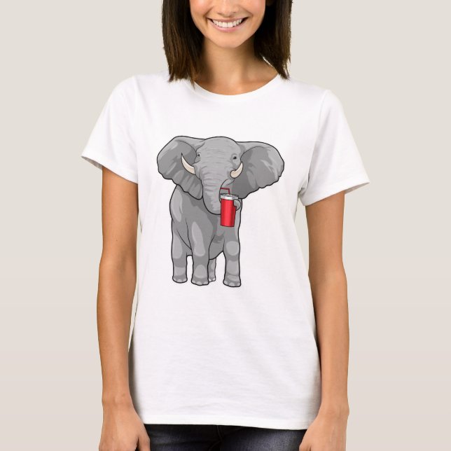 T-shirt Eléphant Boire de la tasse (Devant)