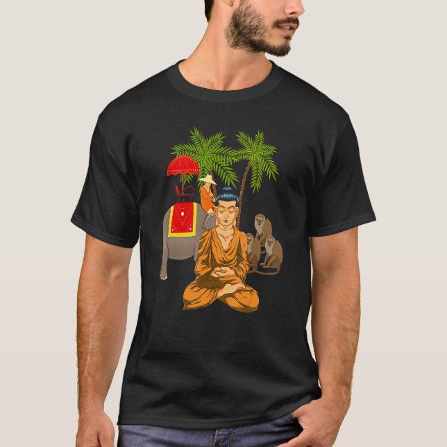 T-shirt Eléphant bouddhiste Zen Bouddhisme Yoga Méditation (Devant)