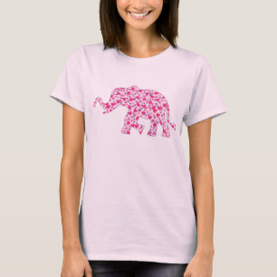 T-shirt Eléphant Coeurs roses