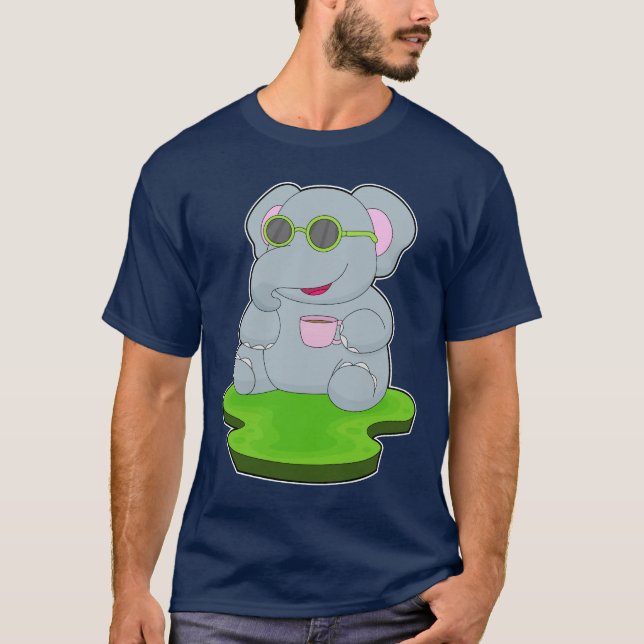 T-shirt Elephant Coffee Cup (Devant)