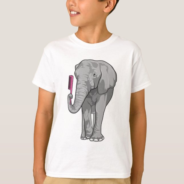 T-shirt Elephant comme coiffeur avec peigne (Devant)