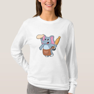 T-shirt Eléphant comme cuisinier avec broche à rouleaux & 