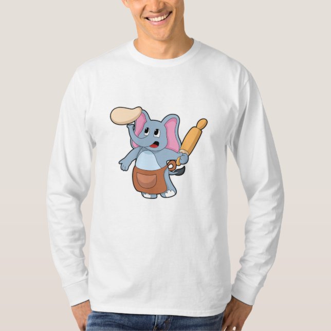 T-shirt Eléphant comme cuisinier avec broche à rouleaux &  (Devant)