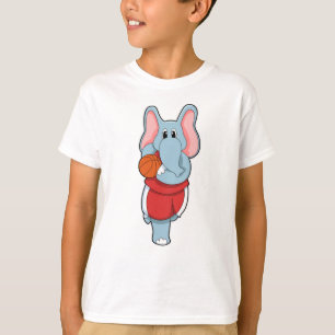 T-shirt Elephant comme joueur de basket-ball avec basket-b