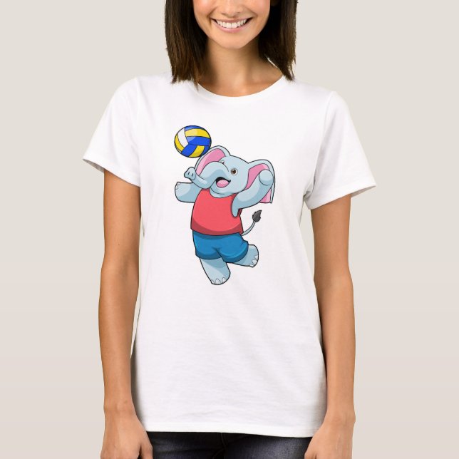 T-shirt Elephant comme joueur de volleyball avec volleybal (Devant)
