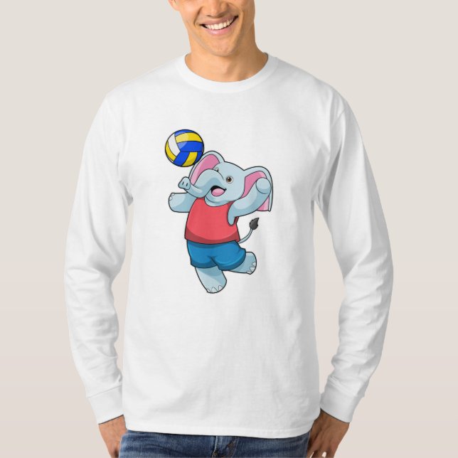 T-shirt Elephant comme joueur de volleyball avec volleybal (Devant)