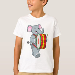 T-shirt Elephant comme musicien avec tambour
