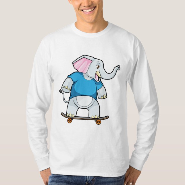 T-shirt Elephant comme patineur avec skateboard (Devant)