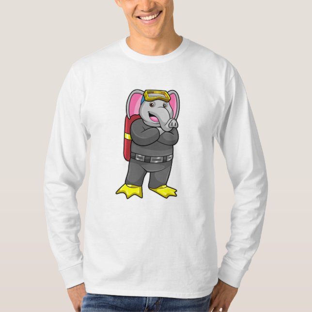 T-shirt Elephant comme plongeur avec lunettes de plongée (Devant)