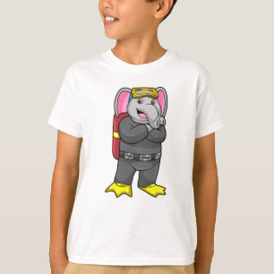 T-shirt Elephant comme plongeur avec lunettes de plongée