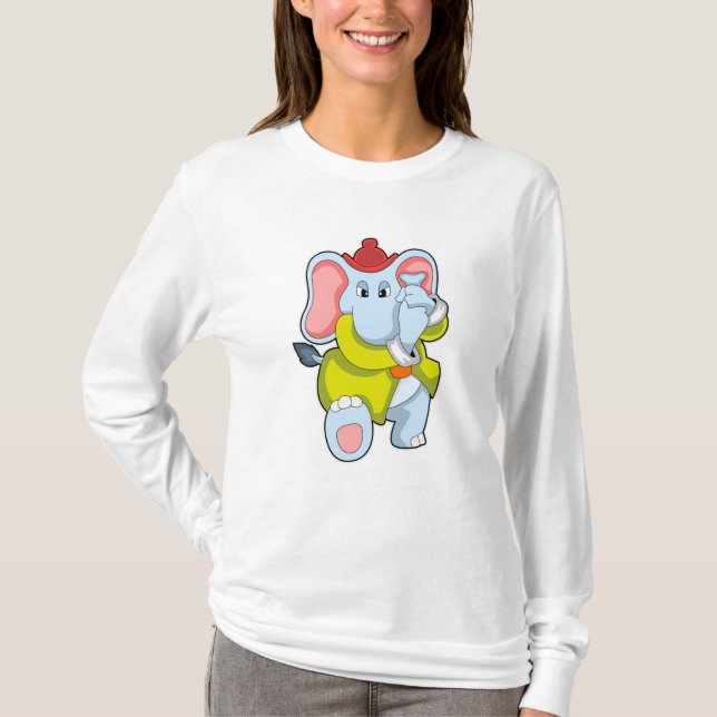 T-shirt Elephant comme pompier avec Proboscis (Devant)