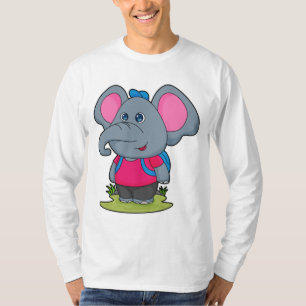 T-shirt Elephant comme randonneur avec sac à dos