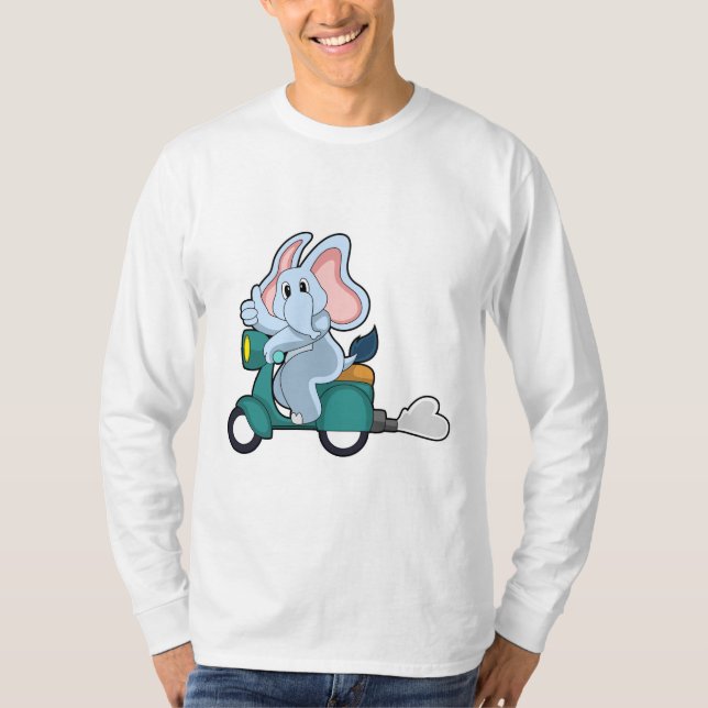 T-shirt Elephant comme vélo avec scooter (Devant)