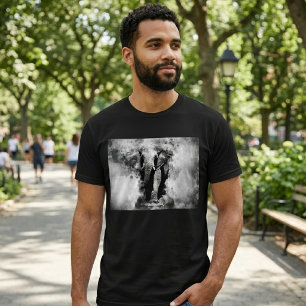 T-shirt Éléphant d'Afrique Aquarelle Noir et Blanc