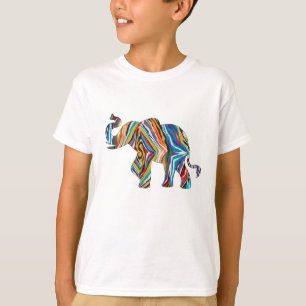 T-shirt Elephant dans un modèle zèbre psychédélique