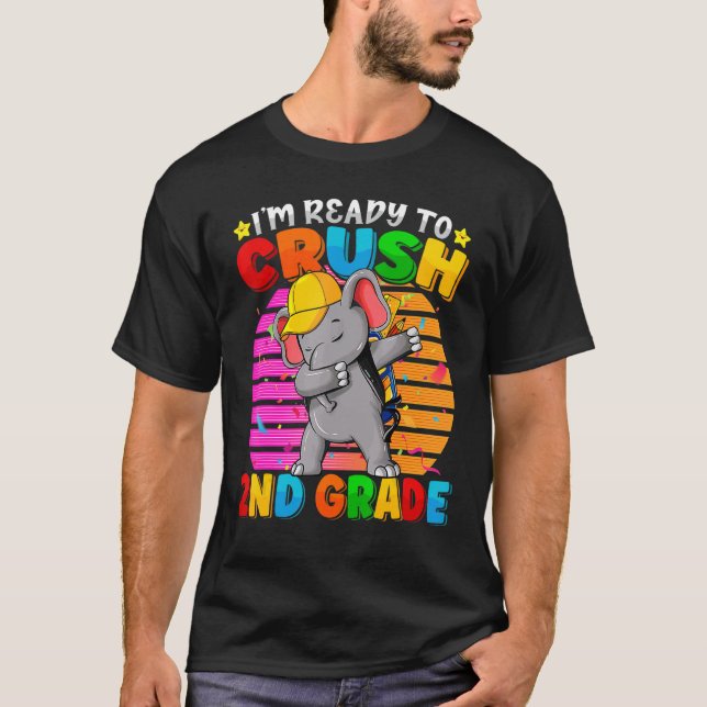 T-shirt Eléphant de 2e année pour le drainage Retour à l'é (Devant)