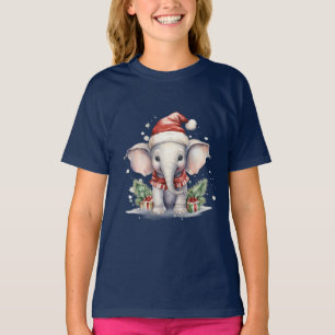 T-shirt Éléphant de Noël mignon